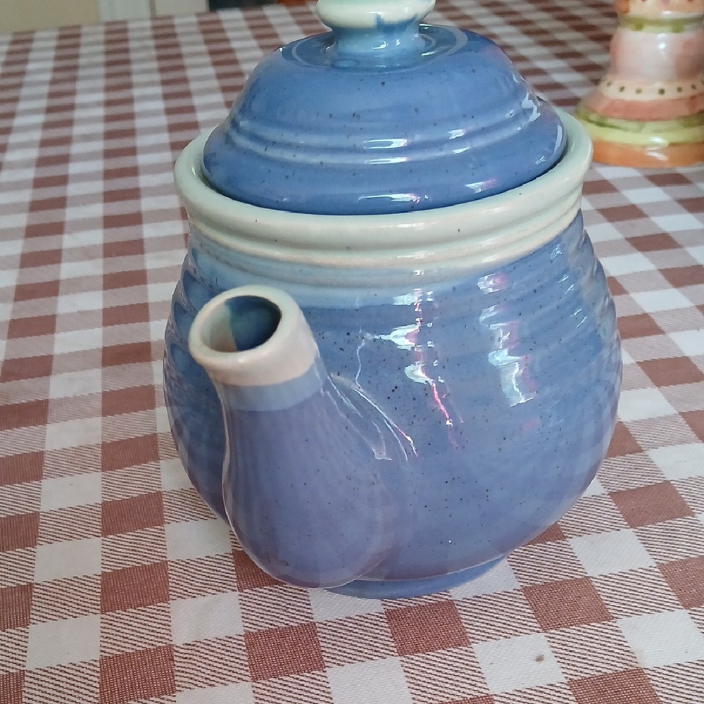 Ceramic Blue Teapot Nantucket - Picture 3 of 5